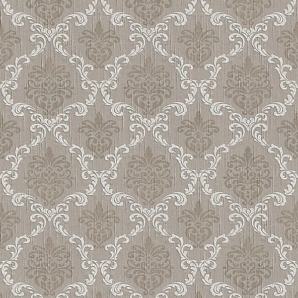 PROFHOME 956296-GU Textiloptik Tapete Barock Matt Grau Beige 0,53 m x 10,05 günstig online kaufen