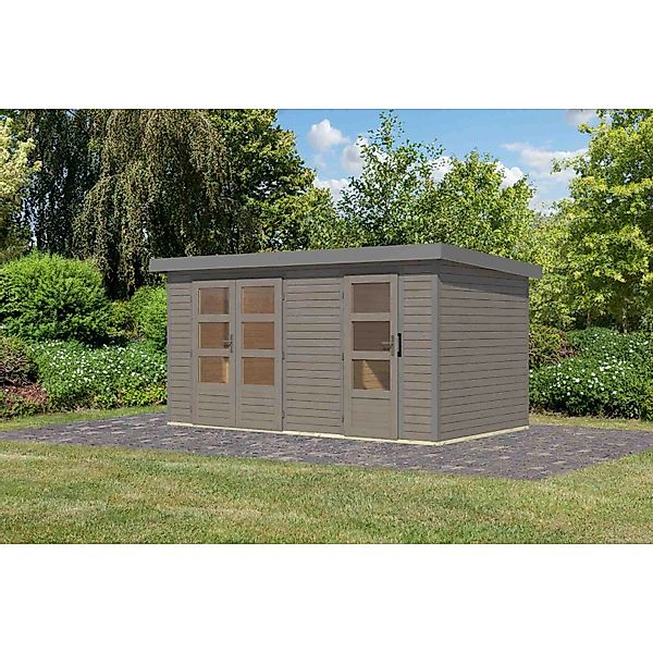Karibu Gartenhaus Alfredo D Wassergrau/Graualuminium 209 x 400 x 213 cm günstig online kaufen