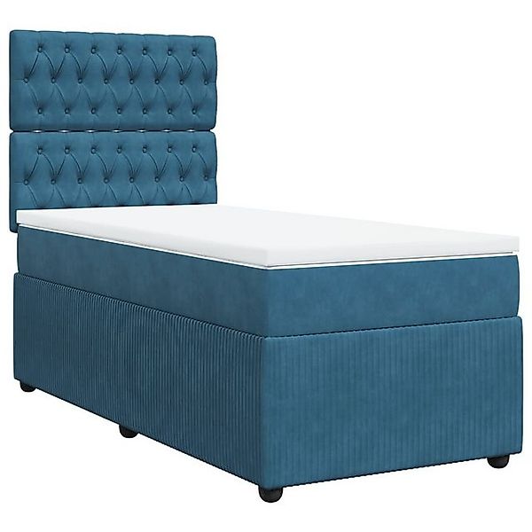 vidaXL Bett Boxspringbett mit Matratze Blau 90x200 cm Samt günstig online kaufen