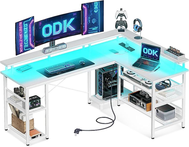 ODK Schreibtisch L-Form, mit Steckdosen, USB günstig online kaufen