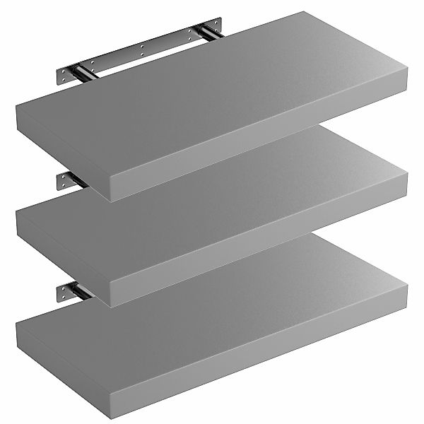 Wandregal Schweberegal 50cm 3er-Set Grau + Halterung günstig online kaufen