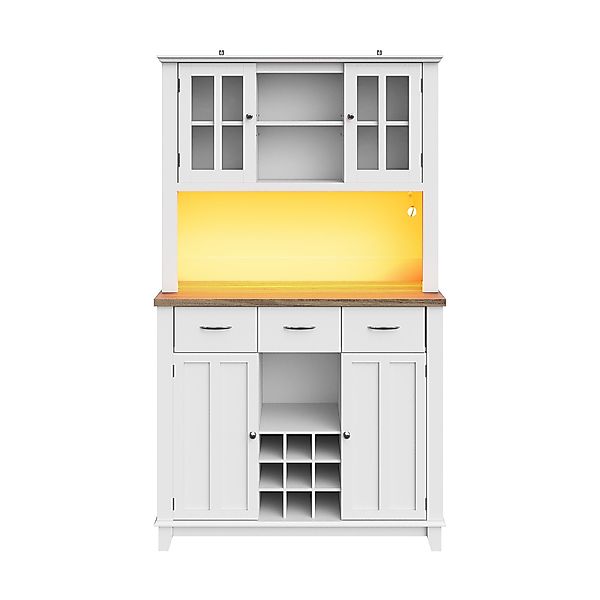 Buffet Schrank, mit LED-Beleuchtung und Weinregal, Kippschutz, Verstellbare günstig online kaufen