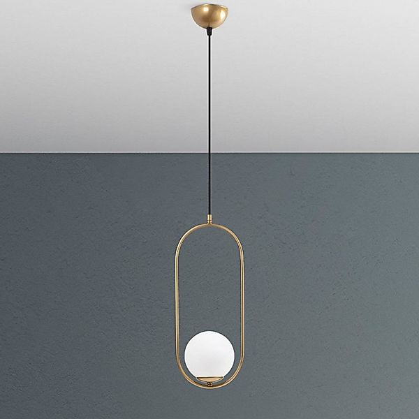 Hängeleuchte Mudoni, gold/weiß, Glas, Metall, E27 günstig online kaufen