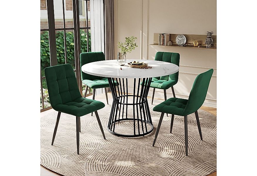 Flieks Essgruppe, (Sitzgruppe Set, 5-tlg., 1 Tisch mit 4 Stühlen), runder E günstig online kaufen