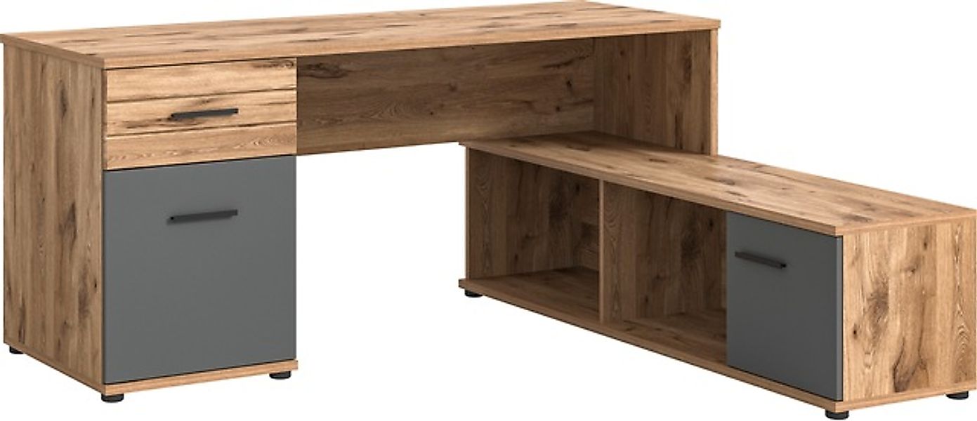 INOSIGN Eckschreibtisch »Riga, Breite 170cm, in Nox Oak Nachbildung und Bas günstig online kaufen