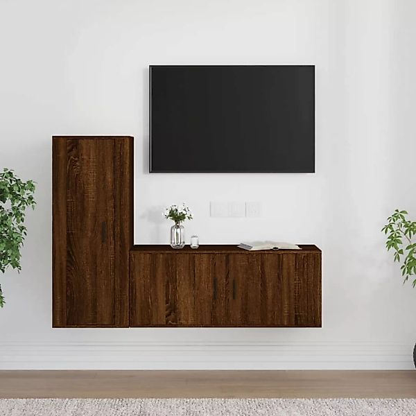 Vidaxl 2-tlg. Tv-schrank-set Braun Eichen-optik Holzwerkstoff günstig online kaufen