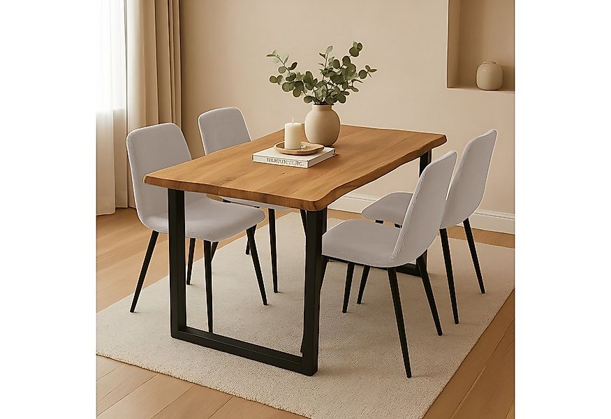 SAM® Essgruppe Juwel, Holz Wildeiche Optik, Metallgestell, Baumkante und St günstig online kaufen