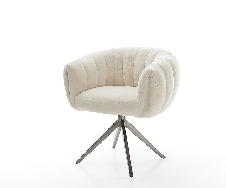 Drehstuhl Jada-Flex Plüsch Creme-Weiß Kreuzgestell breit Graphit 360° drehb günstig online kaufen