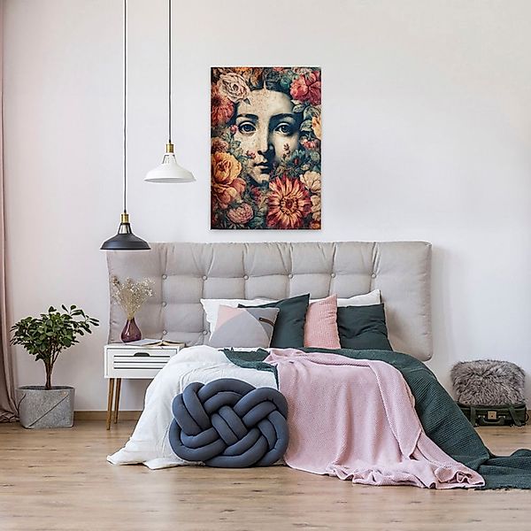 A.S. Création Leinwandbild "Blooming Mona Lisa - Wandbild Bunt Blau Keilrah günstig online kaufen