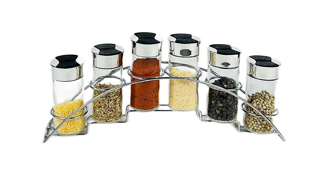 Cheffinger Gewürzständer 6-teiliges Set mit 90ml – Glas & Edelstahl Streuer günstig online kaufen