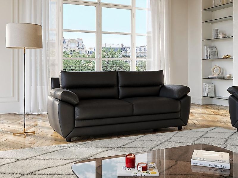 Sofa 3-Sitzer - Kunstleder - Schwarz - MANOA günstig online kaufen