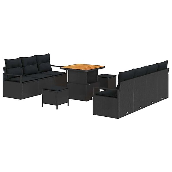 vidaXL Garten-Sofa-Set mit Kissen 10-Tlg Schwarz Poly Rattan 3362484 günstig online kaufen