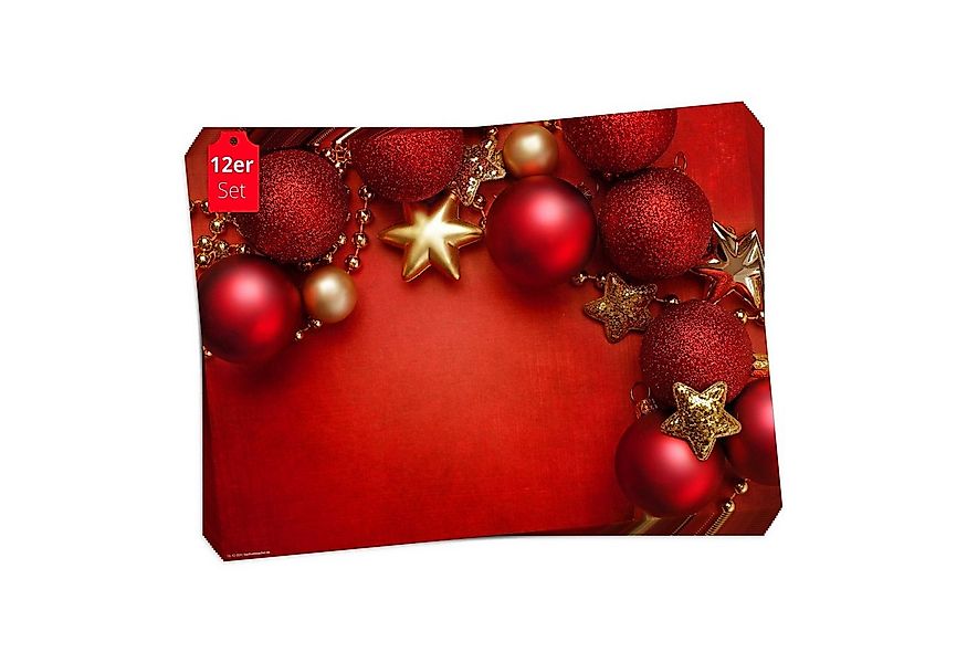 Tischsetmacher Platzset Tischsets I Platzsets - Weihnachten - Rote Kugeln r günstig online kaufen