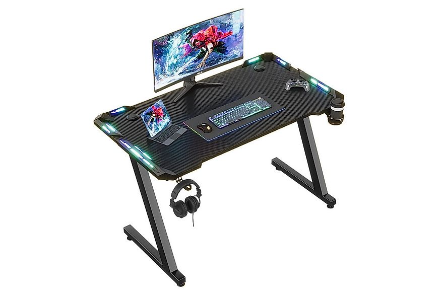 Furnicopia Gamingtisch 120/140/160cm Gaming Schreibtisch mit RGB Computerti günstig online kaufen