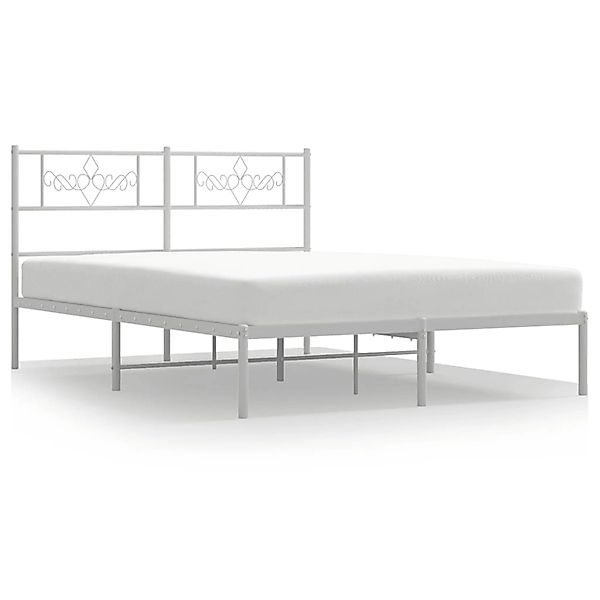vidaXL Bettgestell, Bettrahmen mit Kopfteil Metall Weiß 140x190 cm günstig online kaufen