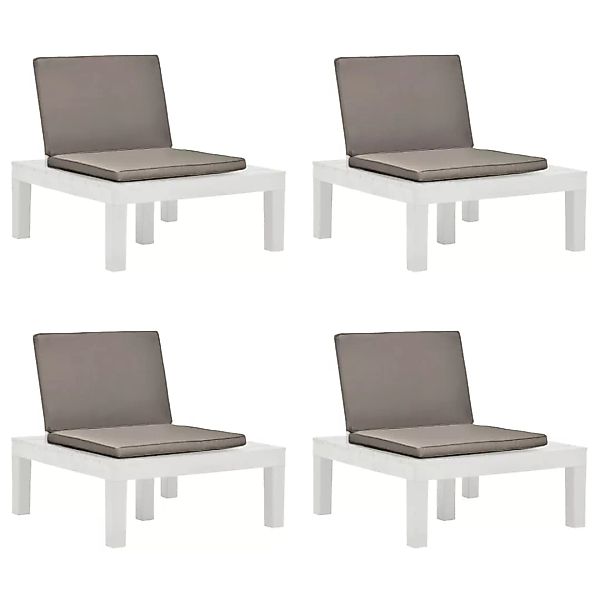 Gartenstühle Mit Auflagen 4 Stk. Kunststoff Weiß günstig online kaufen