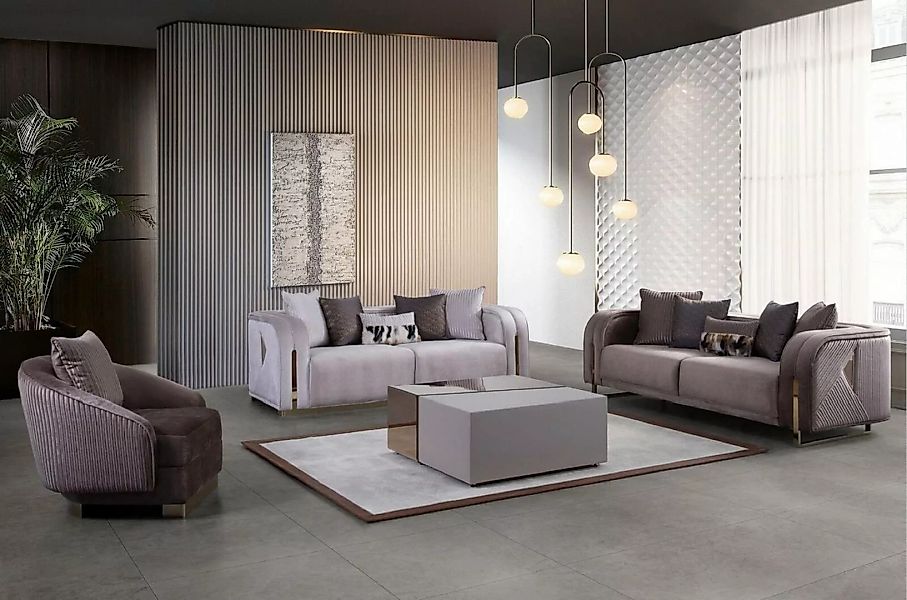 JVmoebel Sofa Luxus Sofagarnitur Textil Couch Stoff Sofa Couchen Möbel Tisc günstig online kaufen