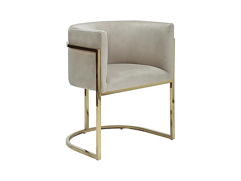 Stuhl mit Armlehnen - Samt & Metall - Beige & Goldfarben - PERIA von Pascal günstig online kaufen