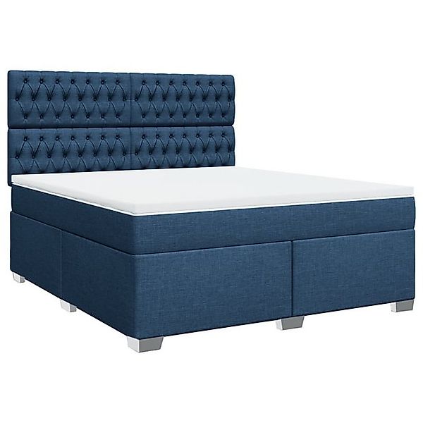 vidaXL Bett Boxspringbett mit Matratze Blau 180x200 cm Stoff günstig online kaufen