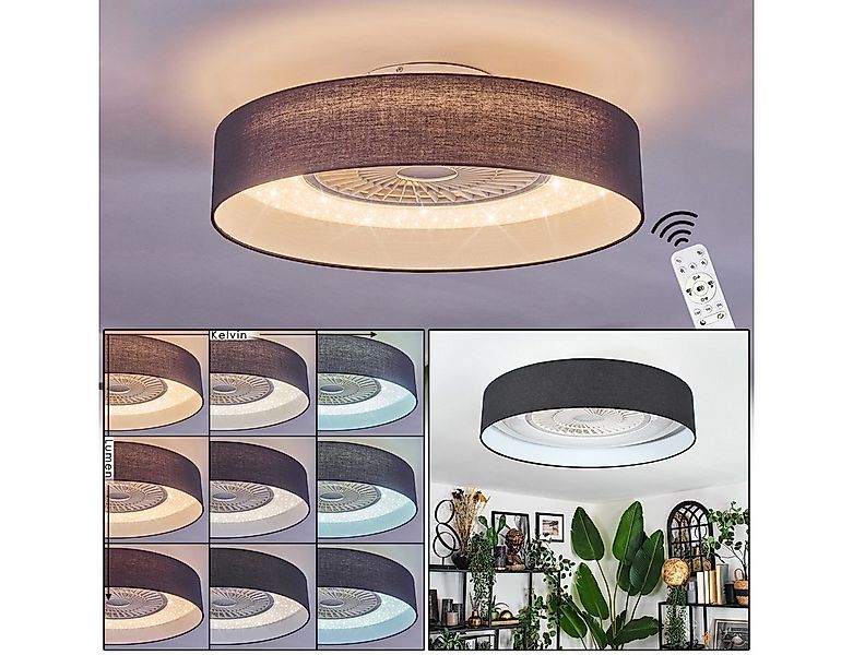 hofstein Deckenventilator Ventilator aus Kunststoff/Stoff in Weiß/Glitzeref günstig online kaufen