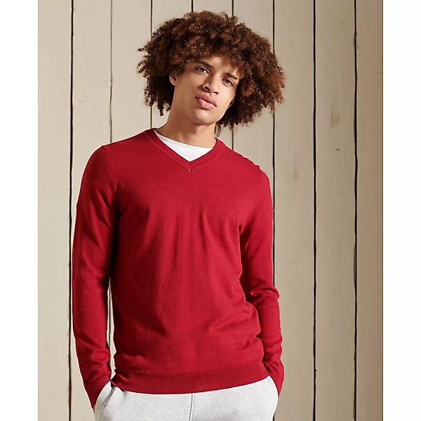 Superdry Vintage Embroidered Cotton Cash V-ausschnitt Sweater L Spiced Red günstig online kaufen