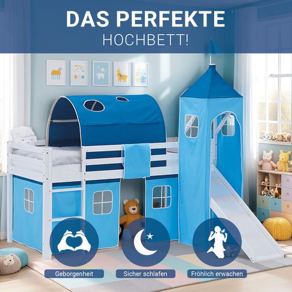 Homestyle4u Hochbett 90x200 Vorhang Kinderbett Holz günstig online kaufen