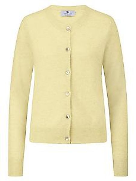 Strickjacke Rundhals-Ausschnitt Peter Hahn gelb günstig online kaufen