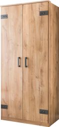 Kleiderschrank Industry Look Planken-Eiche NB / Graphit Grau 90 cm breit LI günstig online kaufen
