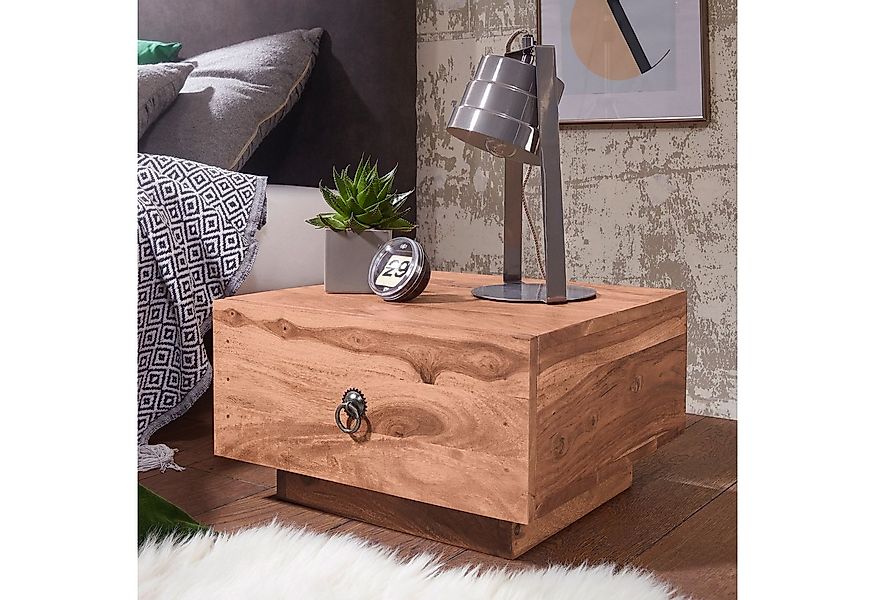 FINEBUY Nachtschrank SuVa3532_1 Nachttisch Massiv-Holz Nacht-Kommode 25 cm günstig online kaufen