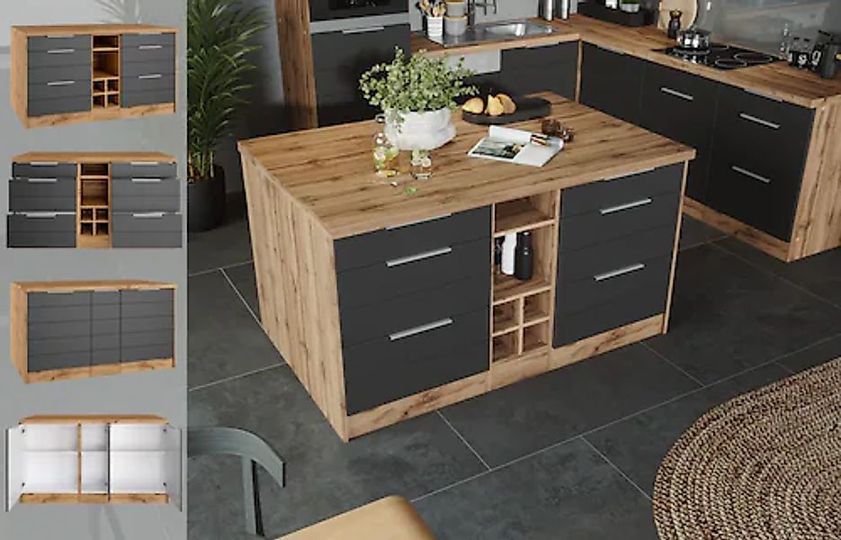 KOCHSTATION Kücheninsel »KS-Luhe, Breite 153 cm, mit Flaschenregal« MDF-Fro günstig online kaufen