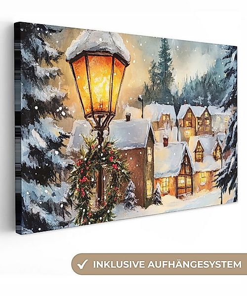 OneMillionCanvasses® Leinwandbild Weihnachtsdorf - Häuser - Schnee - Weihna günstig online kaufen