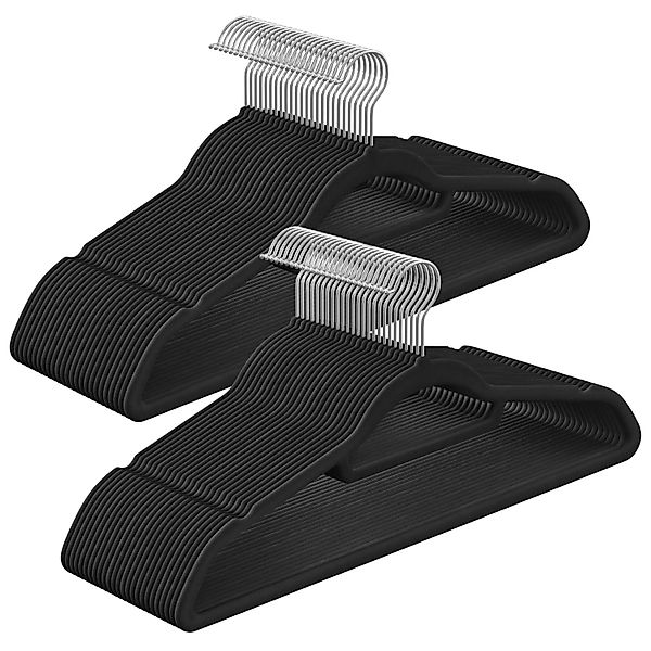 Songmics Samt-Kleiderbügel-Set Breanna Schwarz-Silber 50 teilig günstig online kaufen