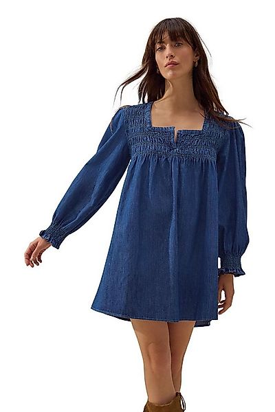 Next Jeanskleid Leichtes gesmocktes Denim-Minikleid aus Baumwolle (1-tlg) günstig online kaufen