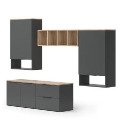 Vicco Wohnwand Wido, Anthrazit/Sonoma, 5 Teile günstig online kaufen