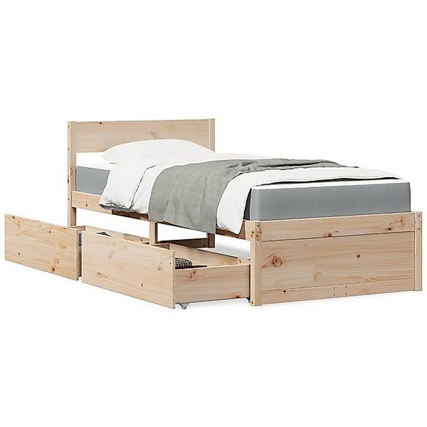 vidaXL Bettgestell Bett mit Schubladen und Matratze 100x200 cm Massivholz K günstig online kaufen