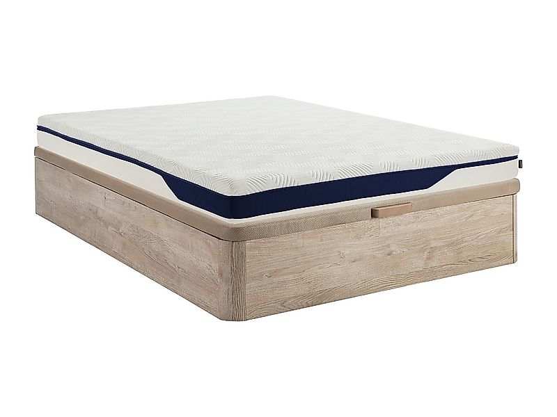 Bett-Set 160 x 200 cm Bettkasten natur hell + Matratze Memory-Schaum 7 Zone günstig online kaufen