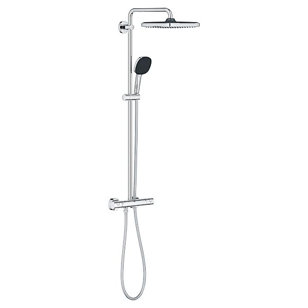 Grohe Brausegarnitur Vitalio Comfort 250 Chrom Eckig mit Thermostat günstig online kaufen