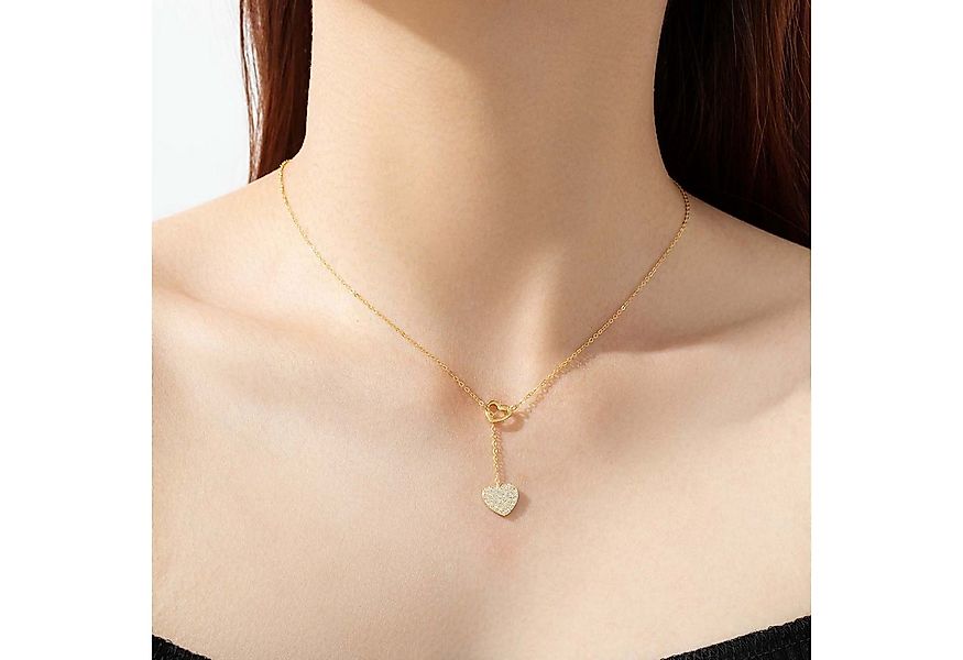 KARMA Kette mit Anhänger Halskette Herz Kristall Silber oder Gold Damen Sil günstig online kaufen