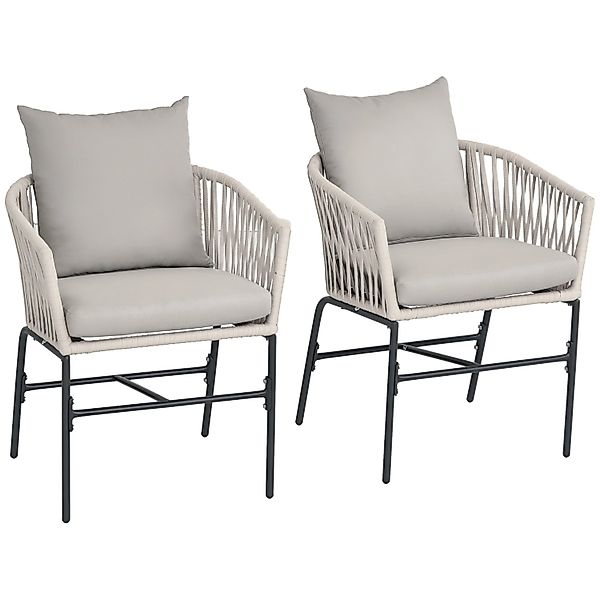 Outsunny Gartenstuhl 2er-Set Polyester Beige 57L x 60B x 71H cm günstig online kaufen