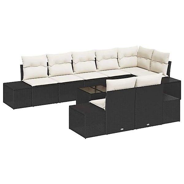 vidaXL Gartensofa-Set mit Speicher Schwarz und Creme Poly Rattan 3355786 günstig online kaufen