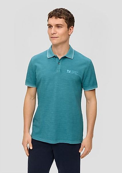 s.Oliver Kurzarmshirt Poloshirt mit Piquêstruktur und Logo-Print Streifen-D günstig online kaufen