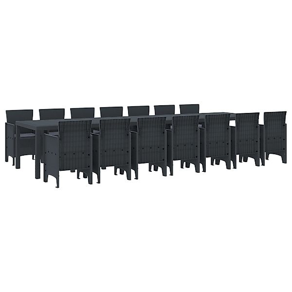 vidaXL Garten Essgruppe 15-Tlg Anthrazit Poly Rattan 3378795 günstig online kaufen