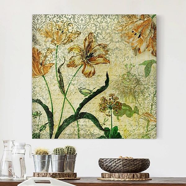 Leinwandbild Blumen - Quadrat Vintage Grasses günstig online kaufen
