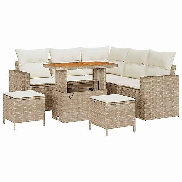 vidaXL Gartensofa-Set mit Kissen 9 Stk Beige und Creme Poly-Rattan 3363566 günstig online kaufen