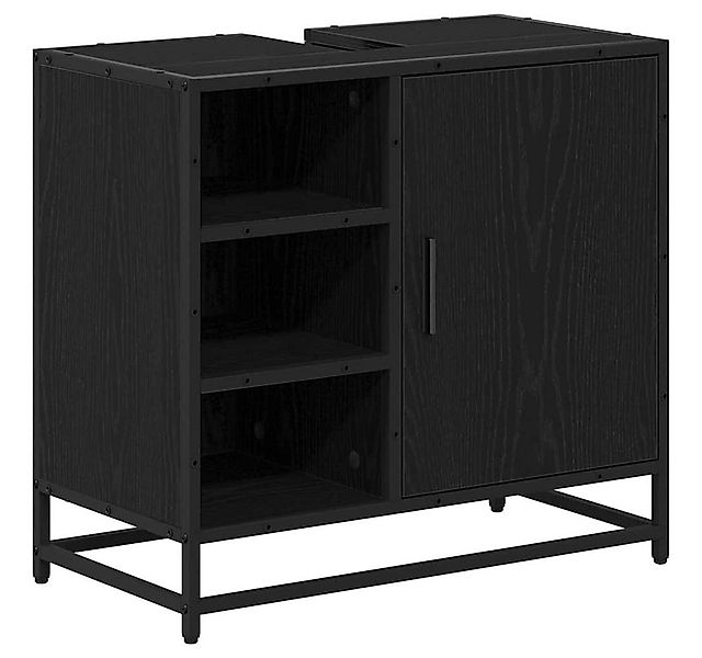 vidaXL Badezimmer-Set Badezimmerschrank mit Tür Schwarz Eichen-Optik 65 x 3 günstig online kaufen