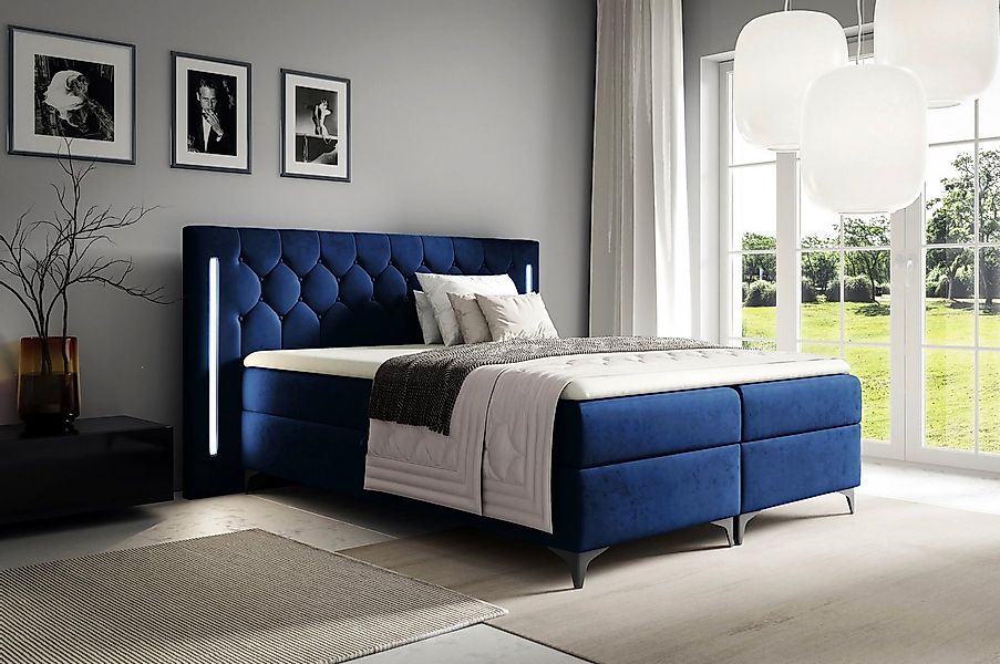 yourhouse24 Boxspringbett mit LED California (Bonell-Matratze und Topper), günstig online kaufen
