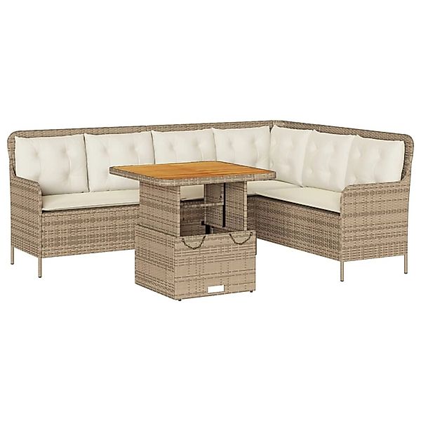 vidaXL 2-Tlg Garten-Sofagarnitur mit Kissen Beige Poly Rattan 3262082 günstig online kaufen
