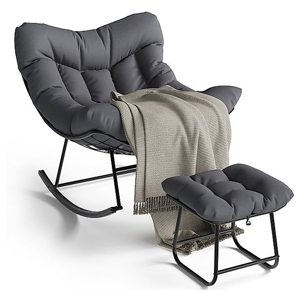 GarveeMore Schaukelsessel Grand Patio Outdoor Schaukelstuhl mit Fußhockel M günstig online kaufen