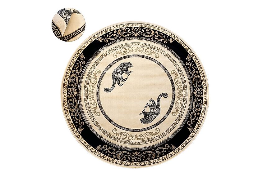 Belle Arti Teppich Runder Teppich Wohnzimmer Jaguar Tiermotiv Schwarz Gold günstig online kaufen