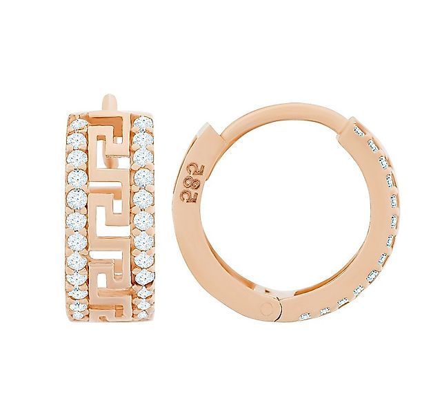 Golders Paar Creolen Ohrringe aus 585 Rotgold mit Zirkonia (2-tlg), 585 Rot günstig online kaufen